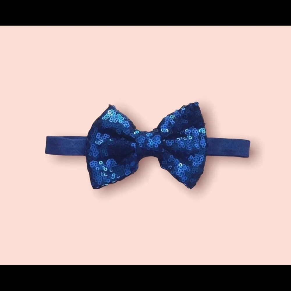 Navy blue holiday sequined bow